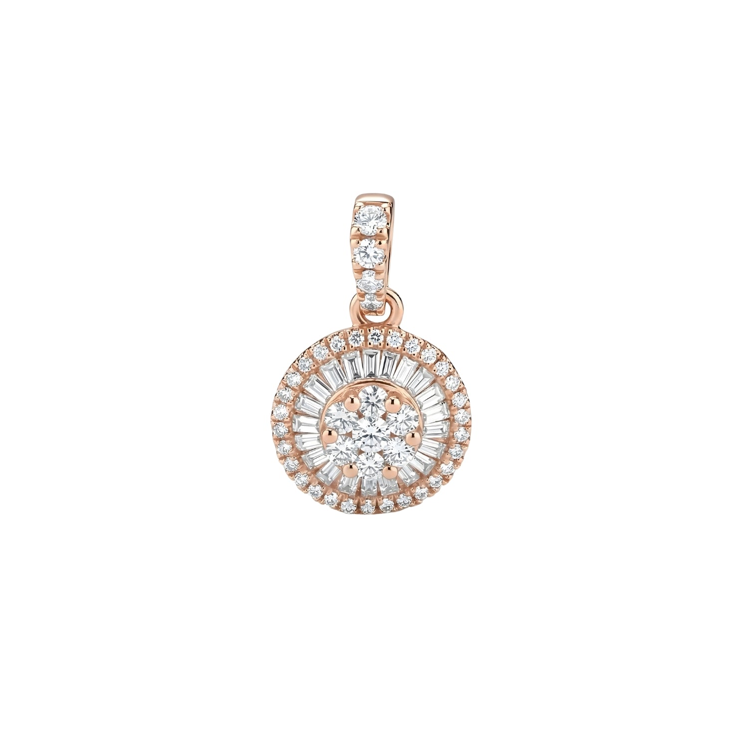 Round Diamond Cluster Pendant in 18K Gold