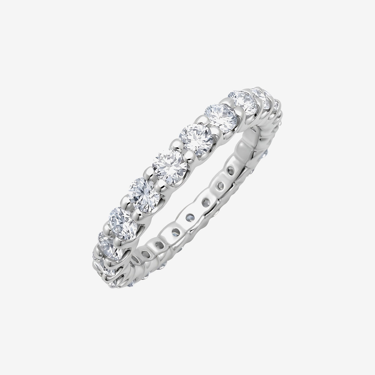 Round Diamond Eternity Band in 14K White Gold | JJ Jewelry