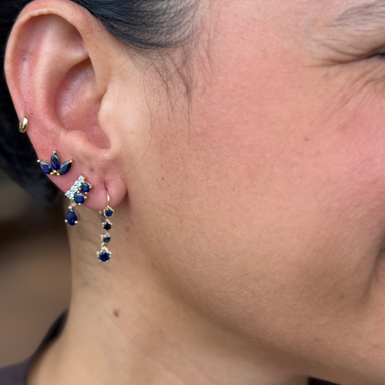 Round Gemstone Leverback Drop Earrings