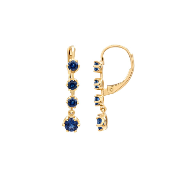Round Gemstone Leverback Drop Earrings