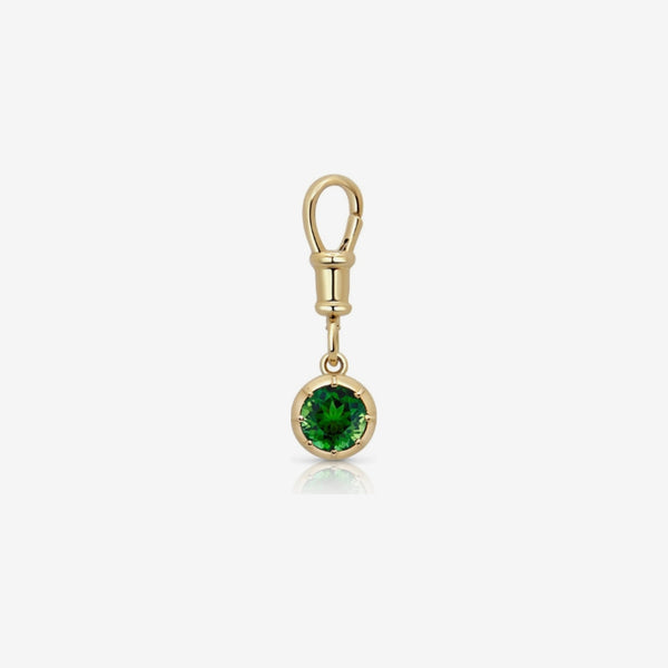 Round Green Tourmaline Clip Charm in 18K Yellow Gold, view 2 | JJ Jewelry Miami