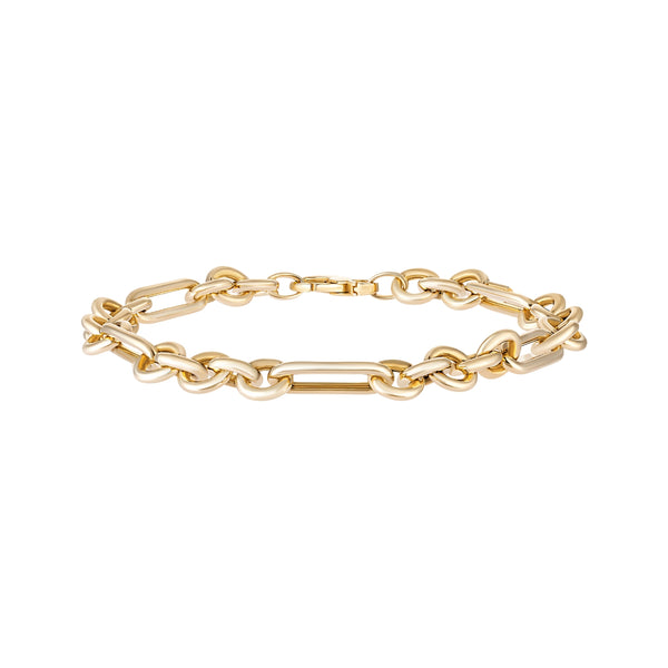 Round and oval link bracelet in 14K yellow gold – JJ Jewelry