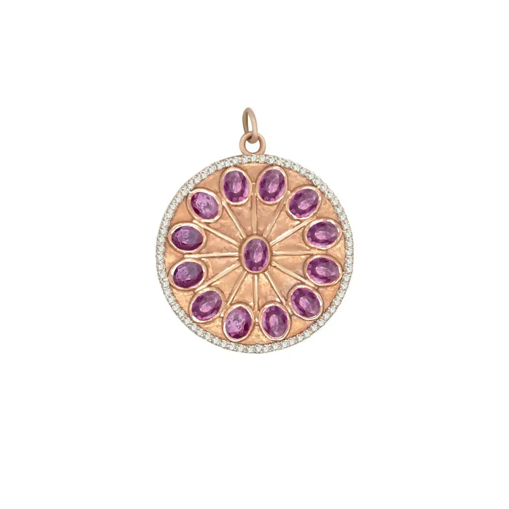 Round Pink Sapphire & Diamonds Pendant-Princess Jewelry Shop