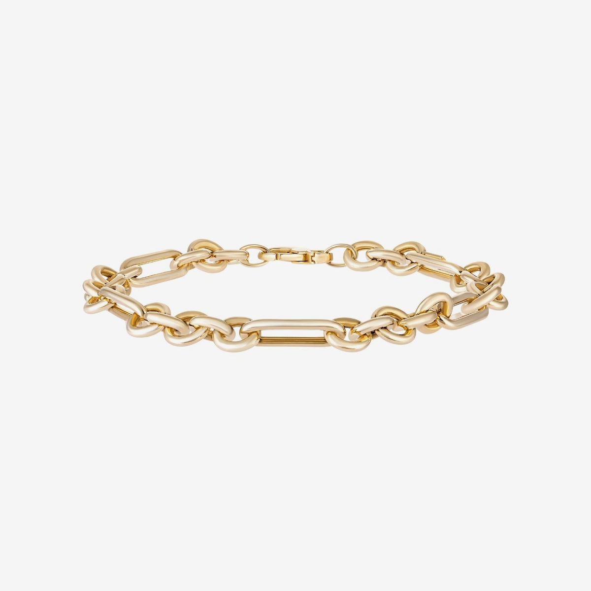 Round and Oval Link Bracelet in Yellow Gold | JJ Jewelry