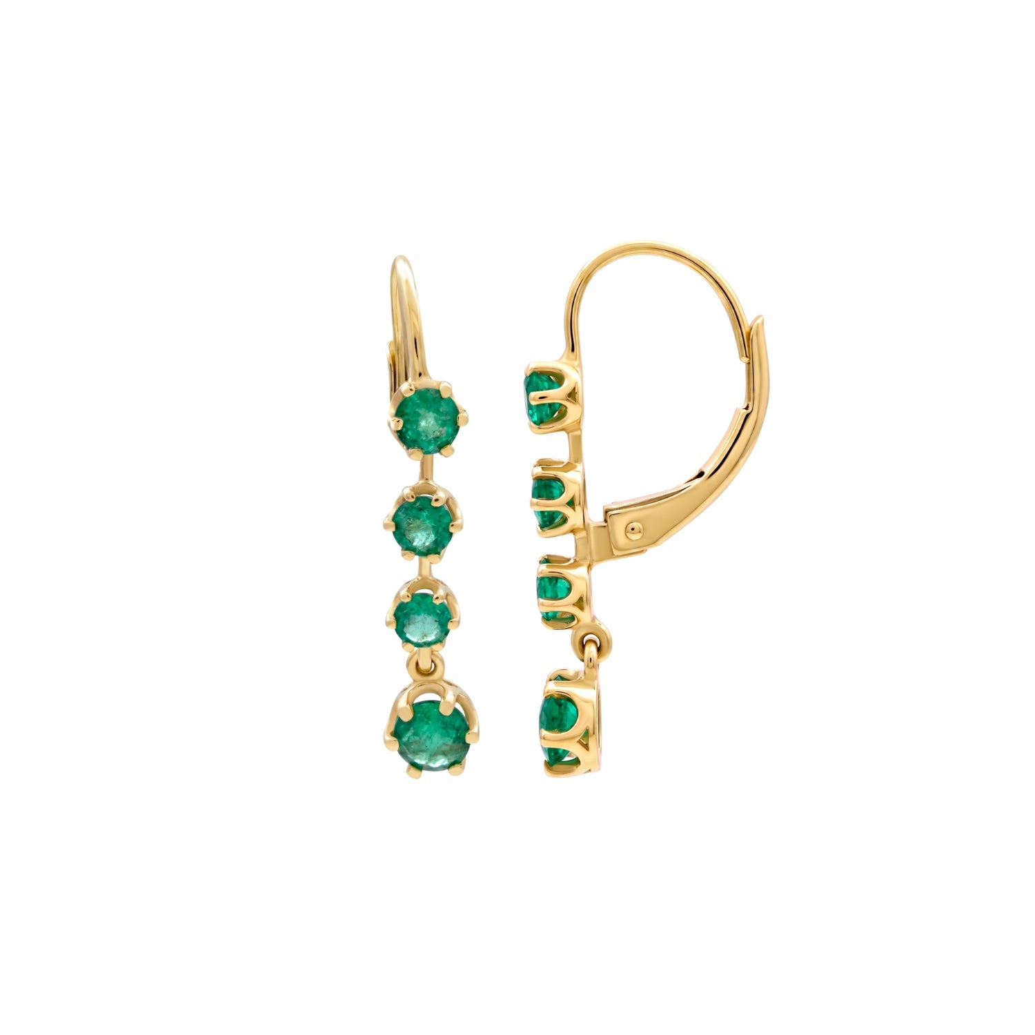 Round Gemstone Leverback Drop Earrings