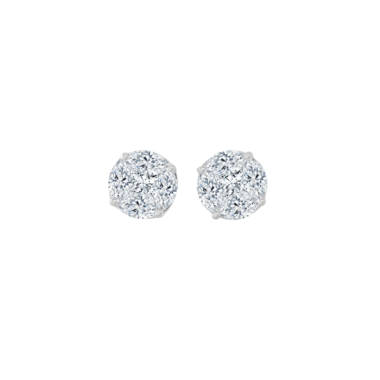 Round Mosaic Diamond Stud Earrings