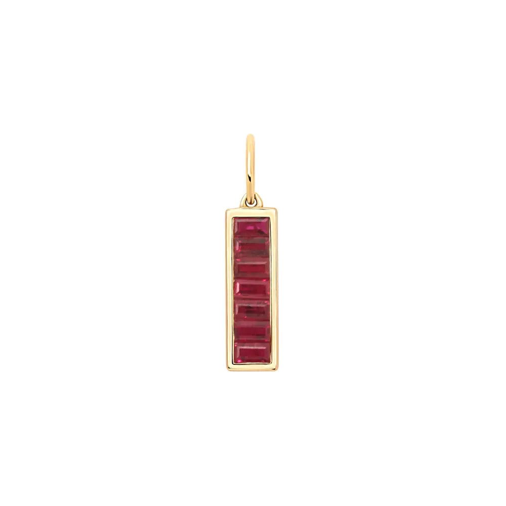   Ruby Baguette Bar Pendant in Yellow Gold Princess Jewelry Shop