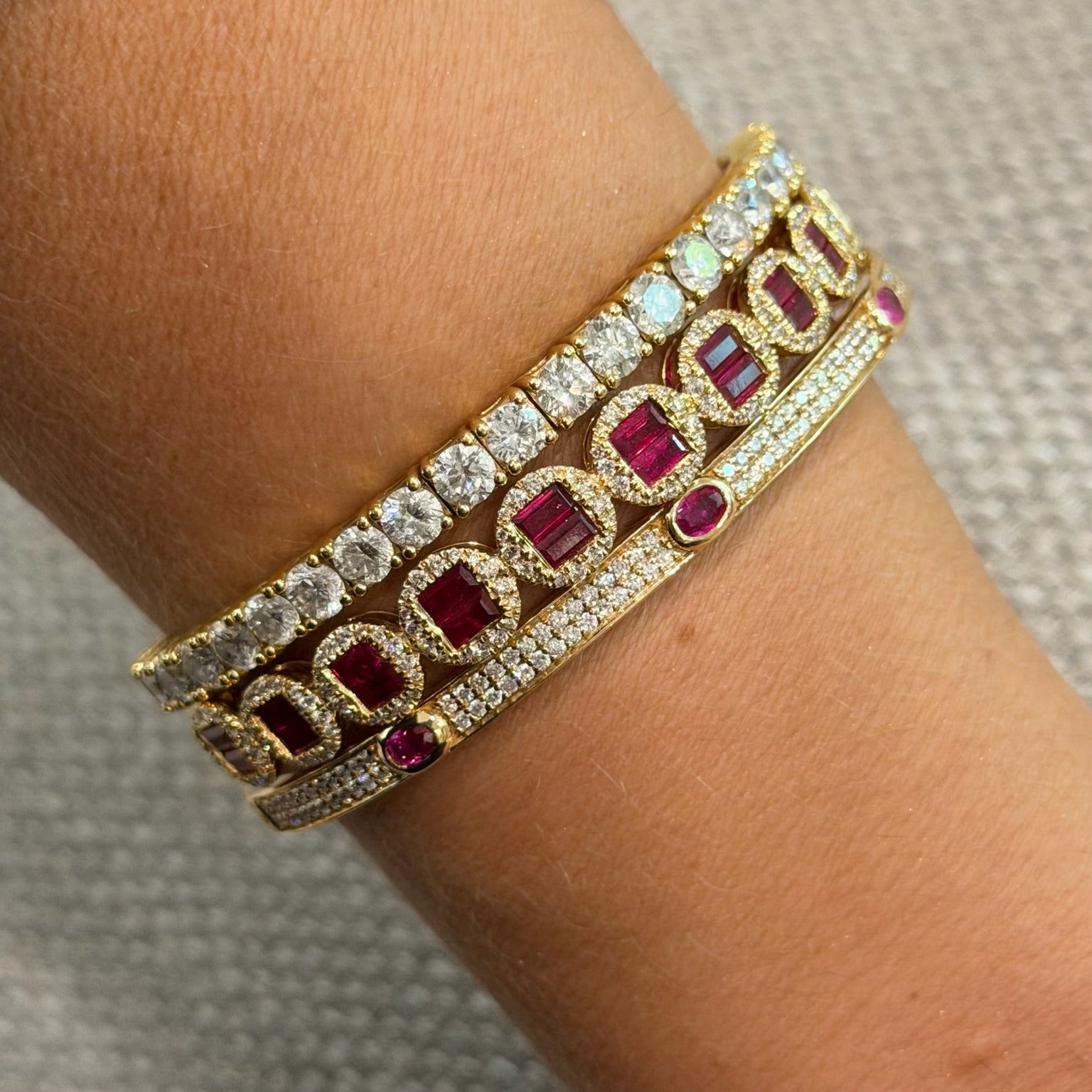 Ruby and Diamond Pavé Bangle Bracelet