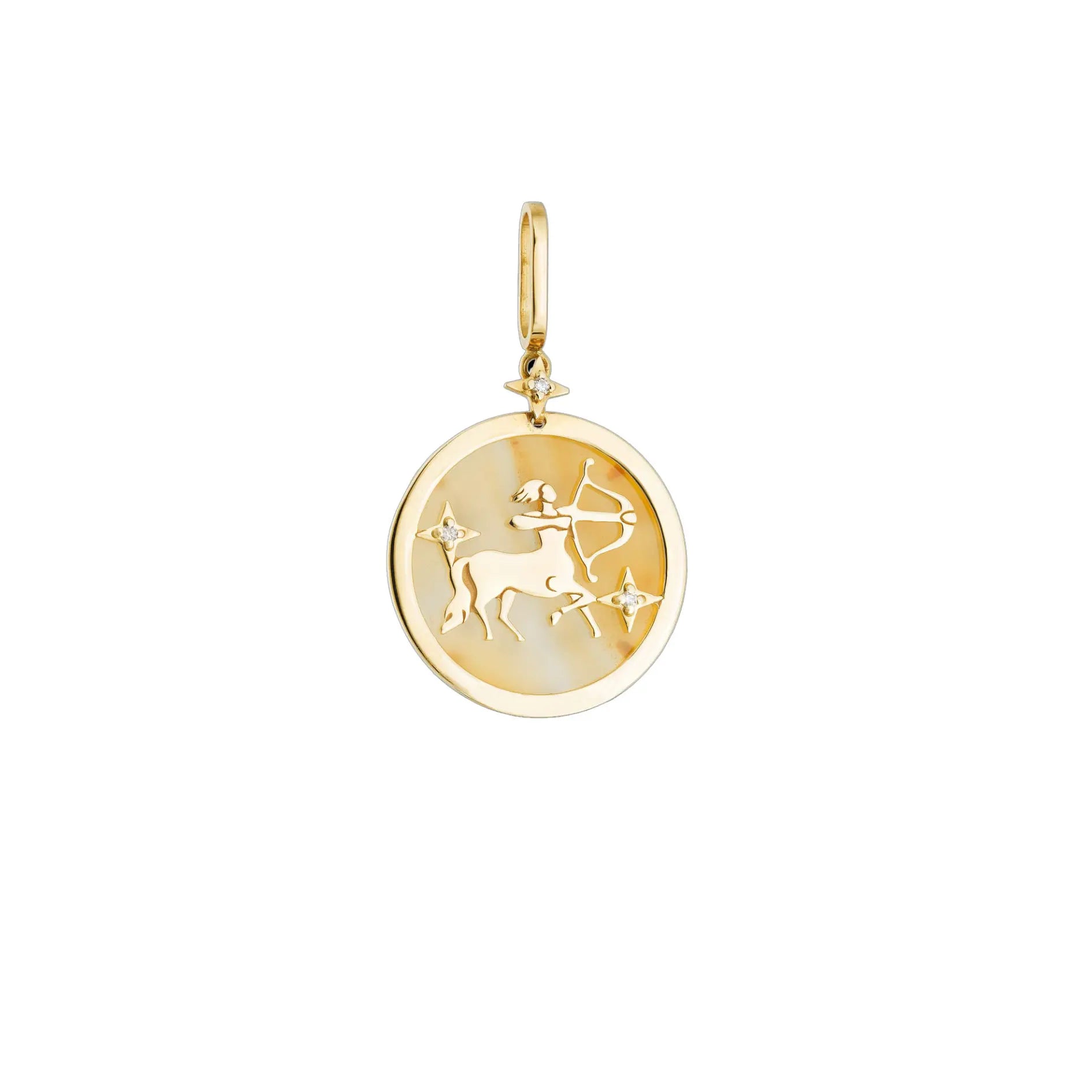 Sagittarius Zodiac Orange Quartz and Diamond Pendant-Princess Jewelry Shop