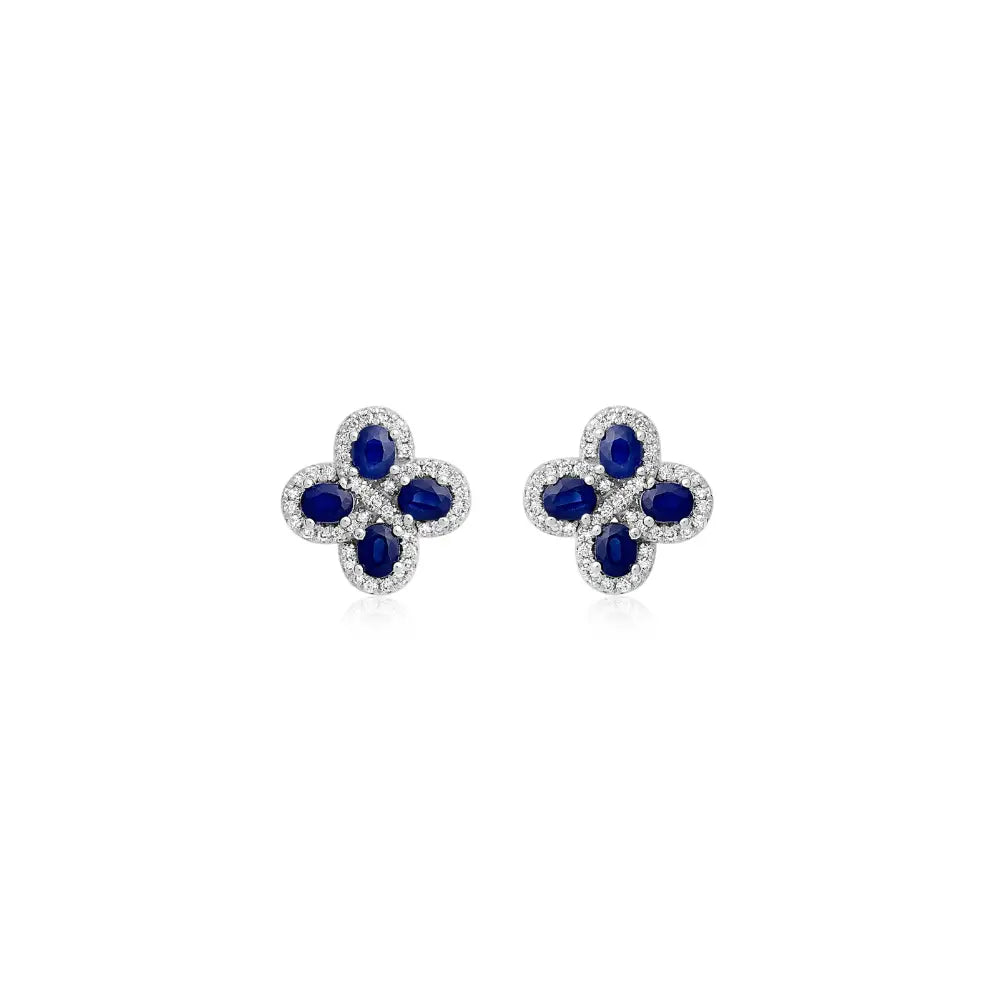 Sapphire Floral Earrings-Princess Jewelry Shop