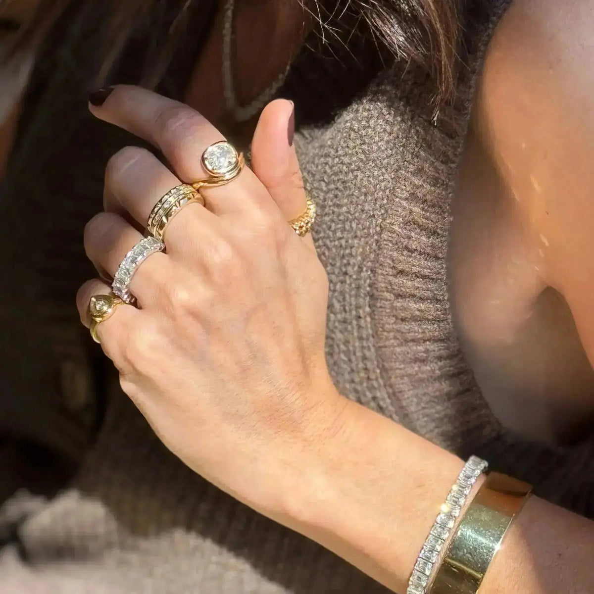 Emerald-Cut Diamond Full Eternity Band, lifestyle view 5 | JJ Jewelry