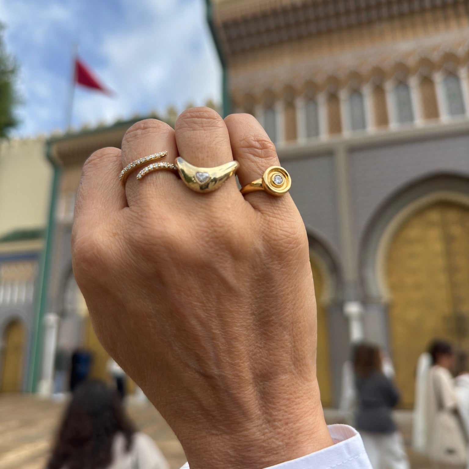 Heart Diamond Sculptural Wave Ring in 14K Yellow Gold