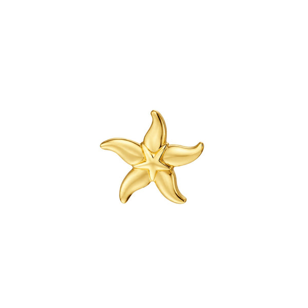 Single Starfish Stud Earring in 14K Yellow Gold