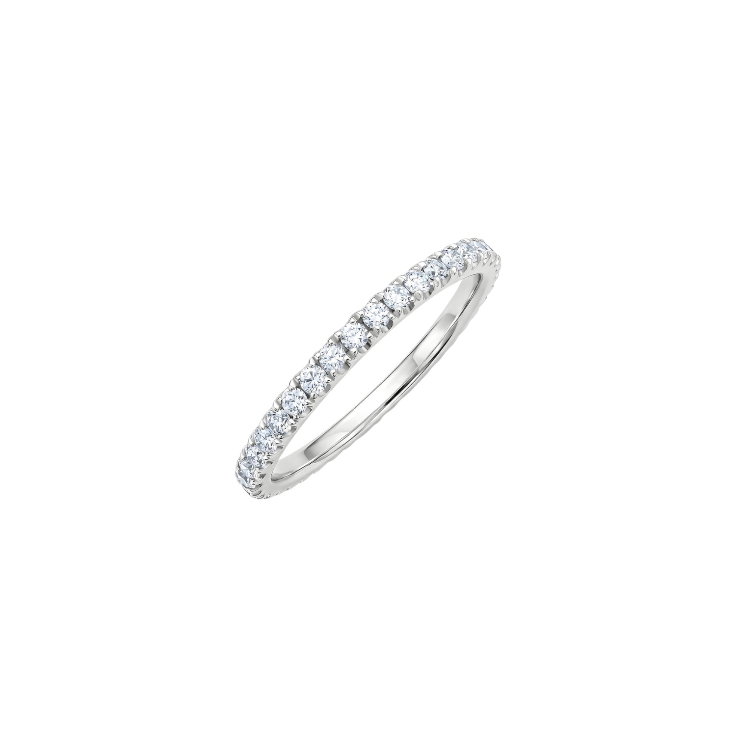 Single Row Diamond Band in 18K White Gold