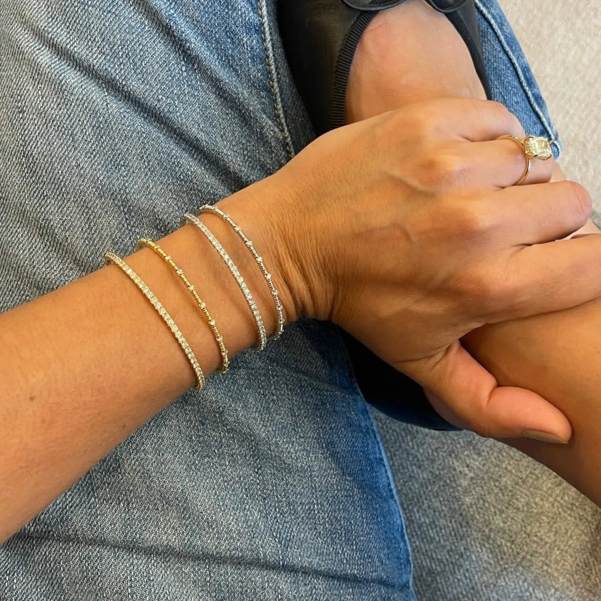 Spaced Diamond Flexible Bangle-Princess Jewelry Shop