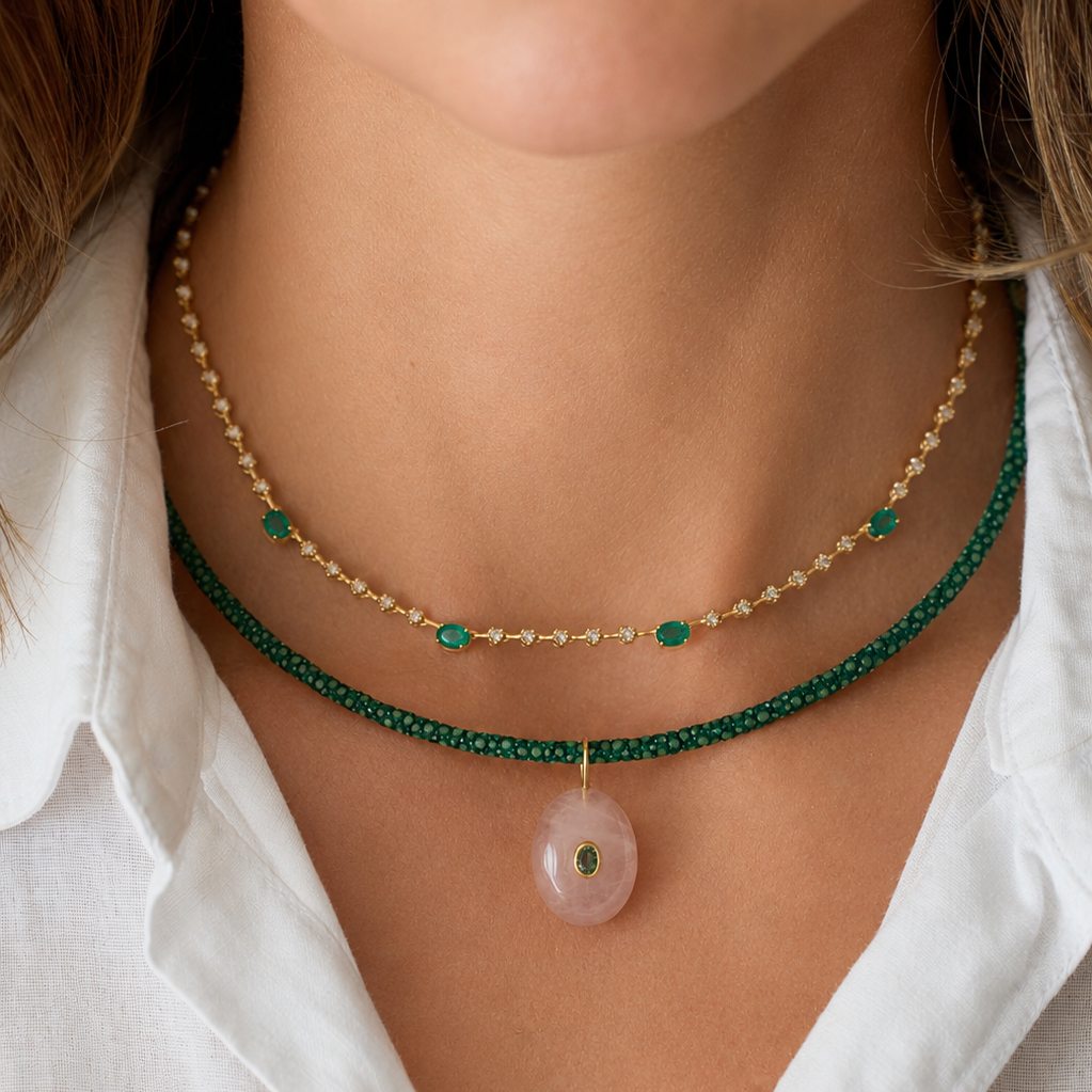 Stingray Cord Necklace with Silver Clasp