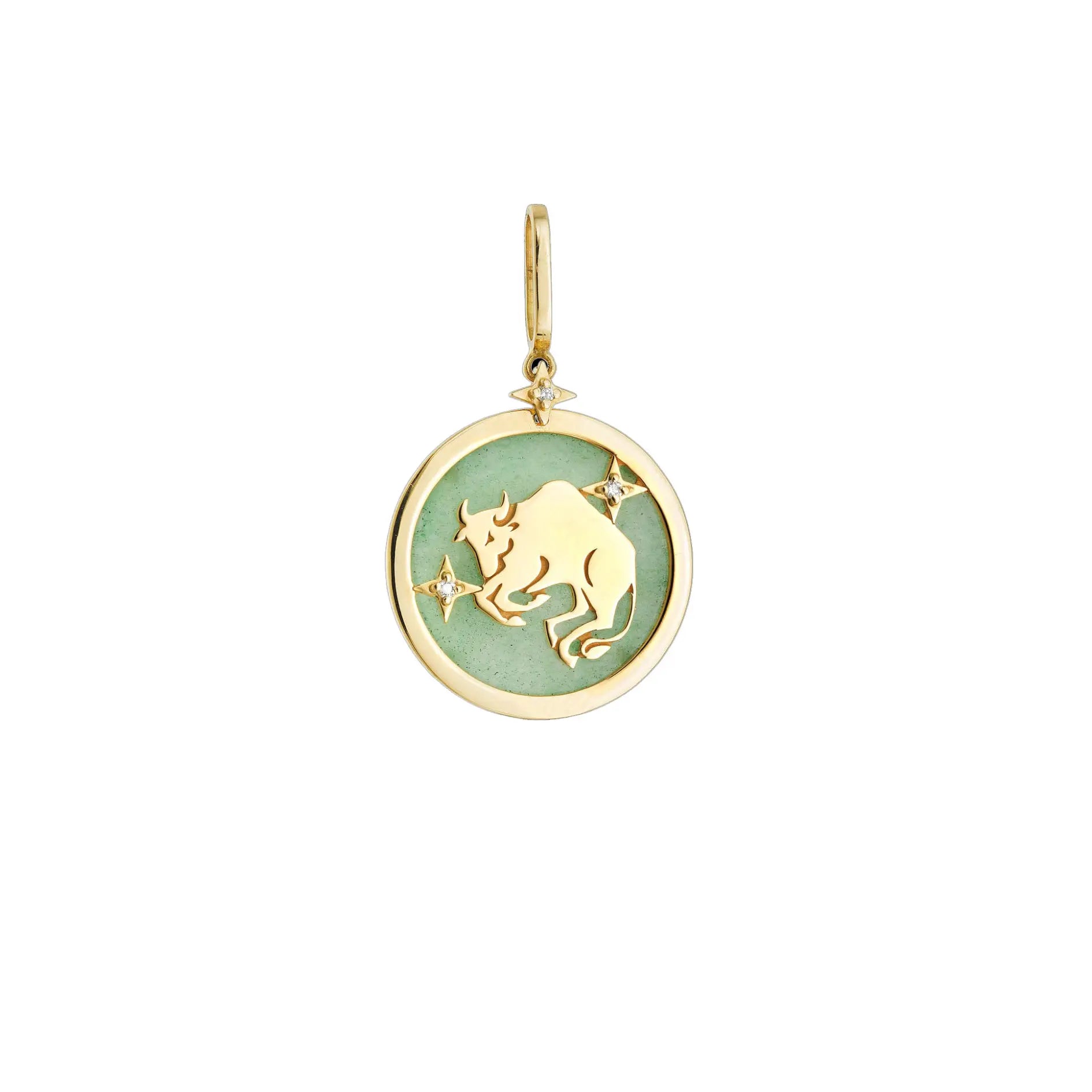 Taurus Zodiac Green Quartz and Diamond Pendant-Princess Jewelry Shop