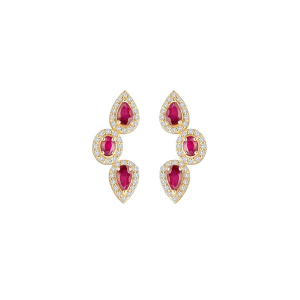 Pear-cut ruby earrings with diamond accents elegant gold jewelr