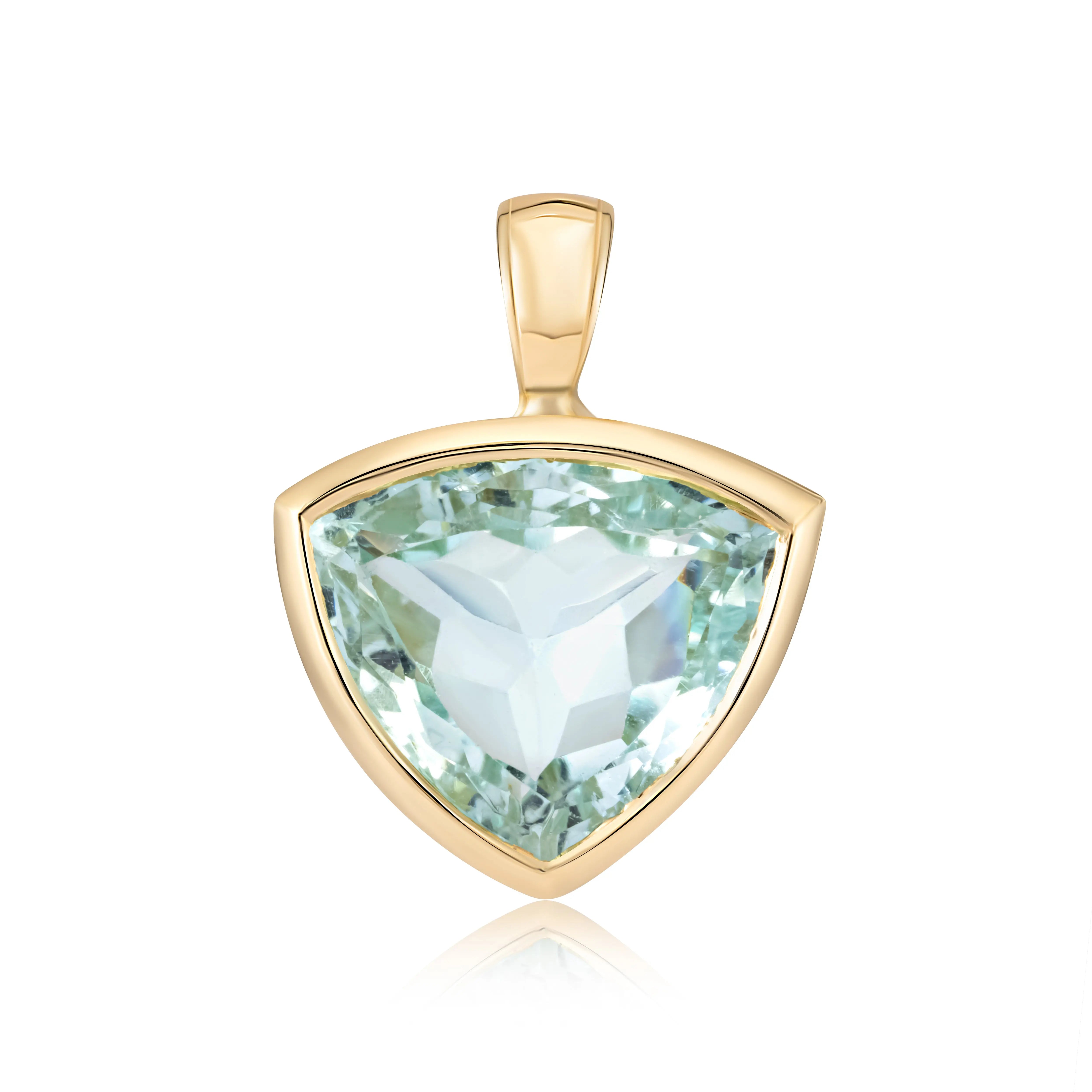   Trillion-Cut Aquamarine Gold Pendant Princess Jewelry Shop