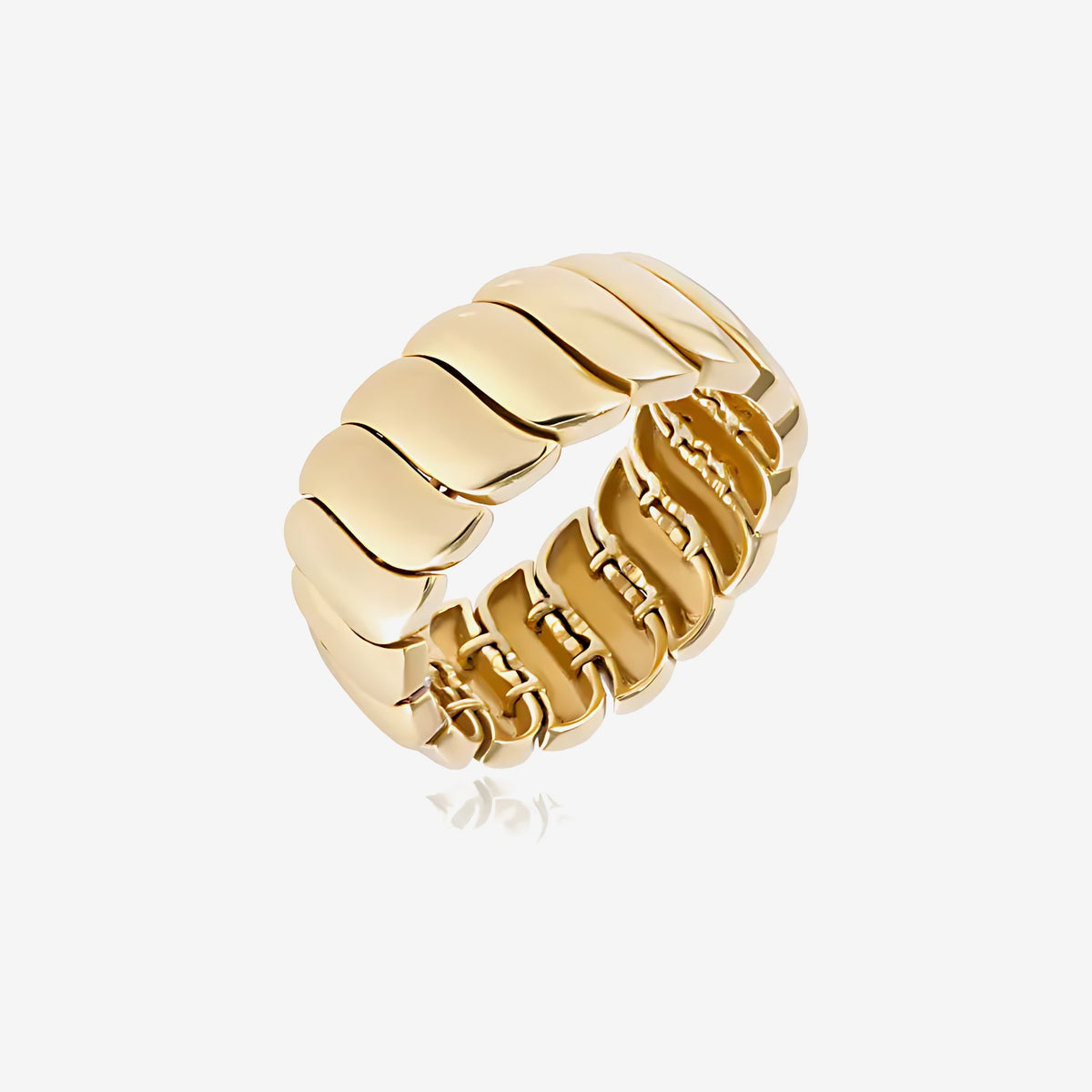 Wave Gold Ring in 18K Yellow Gold | JJ Jewelry