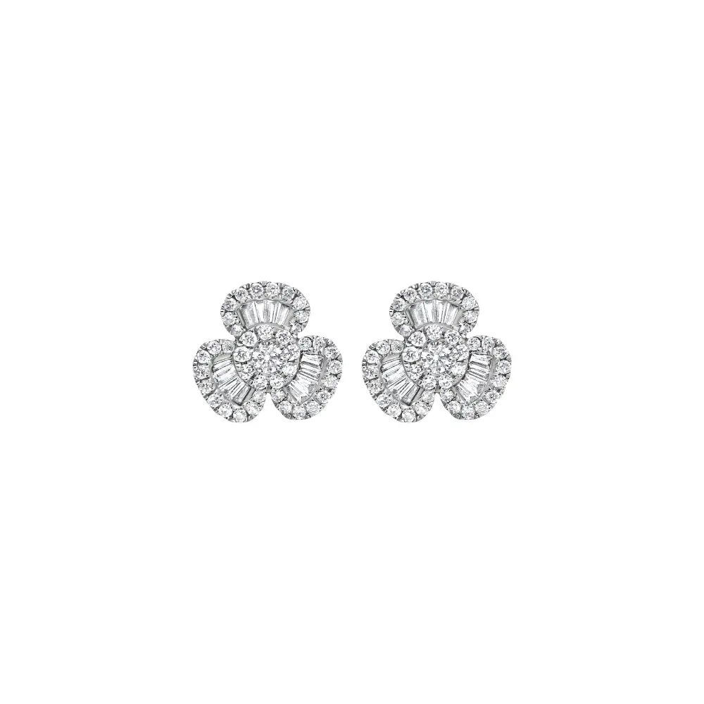   FLOWER BT PAVE DIA EAR D0.98CT 18KW Princess Jewelry Shop