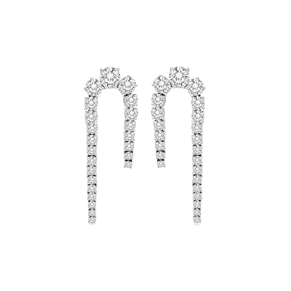 White Gold Diamond Cascade Earrings