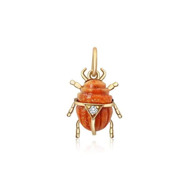 Yellow Gold Beetle Pendant with Diamond | JJ Jewelry Miami