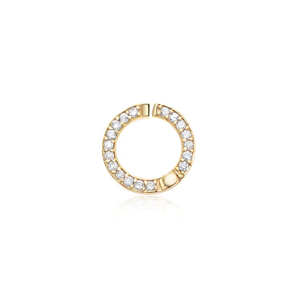 Yellow Gold Diamond Circle Connector Pendant | JJ Jewelry