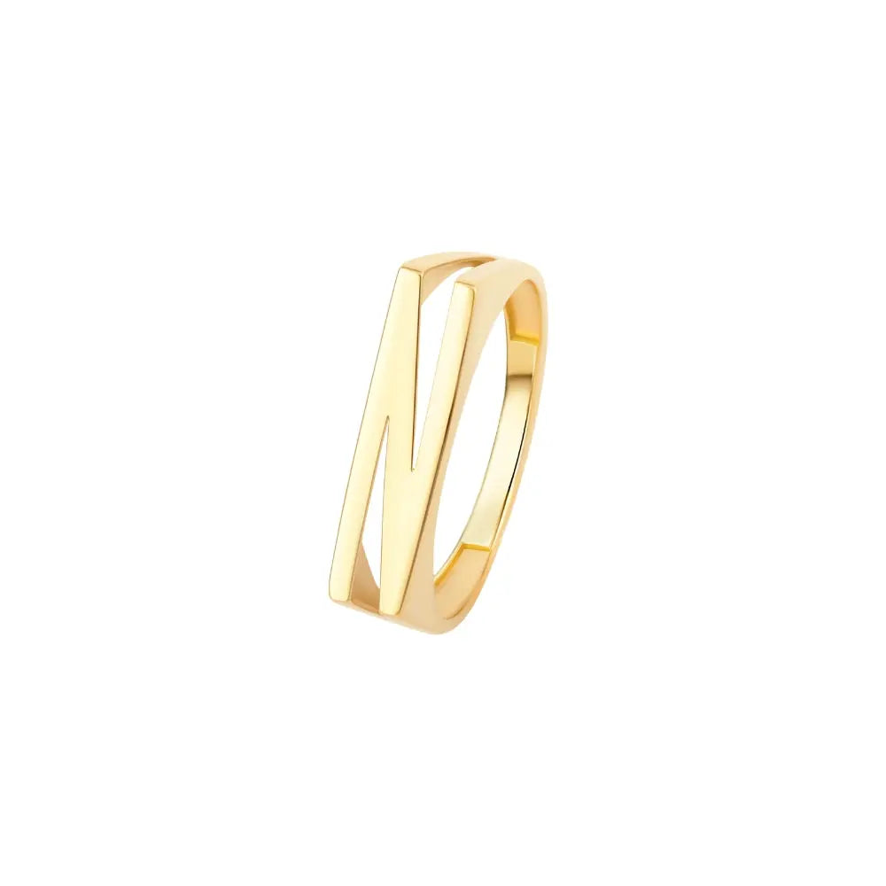  Yellow Gold Letter Ring Princess Jewelry Shop