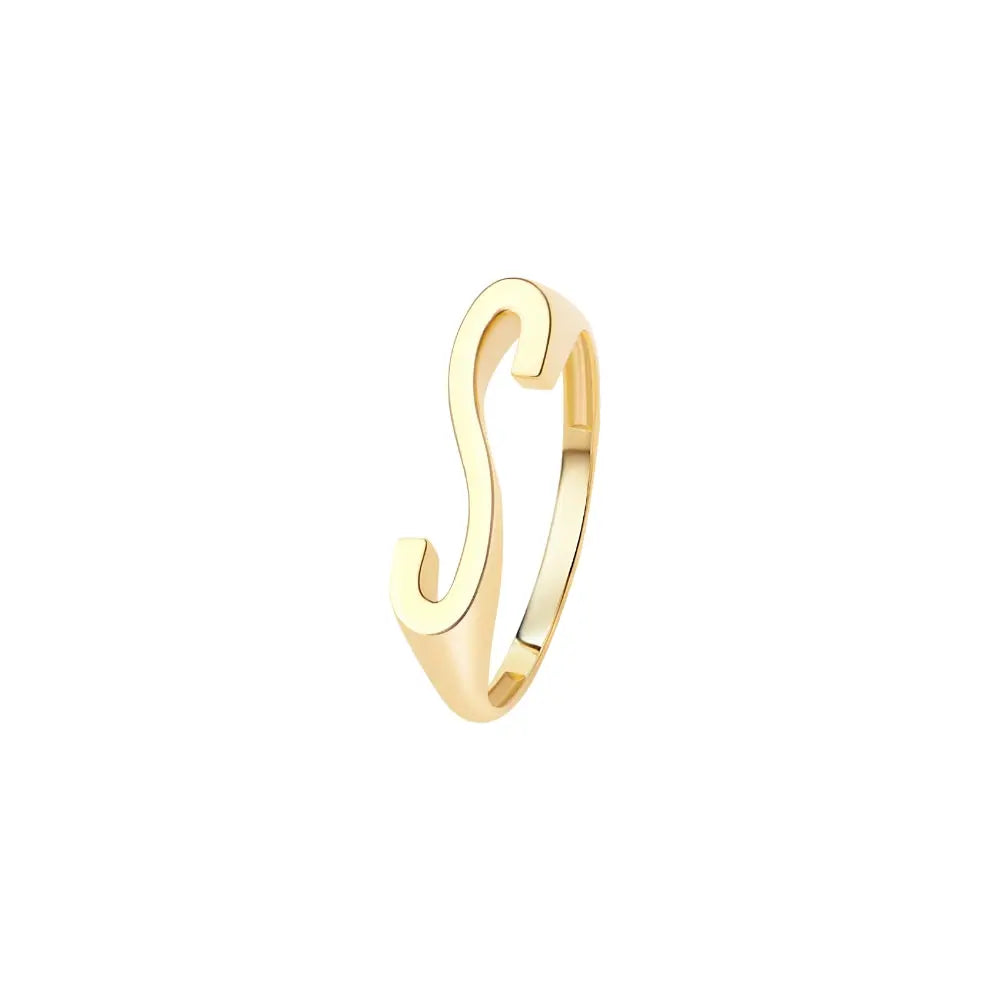   Yellow Gold Letter Ring Princess Jewelry Shop
