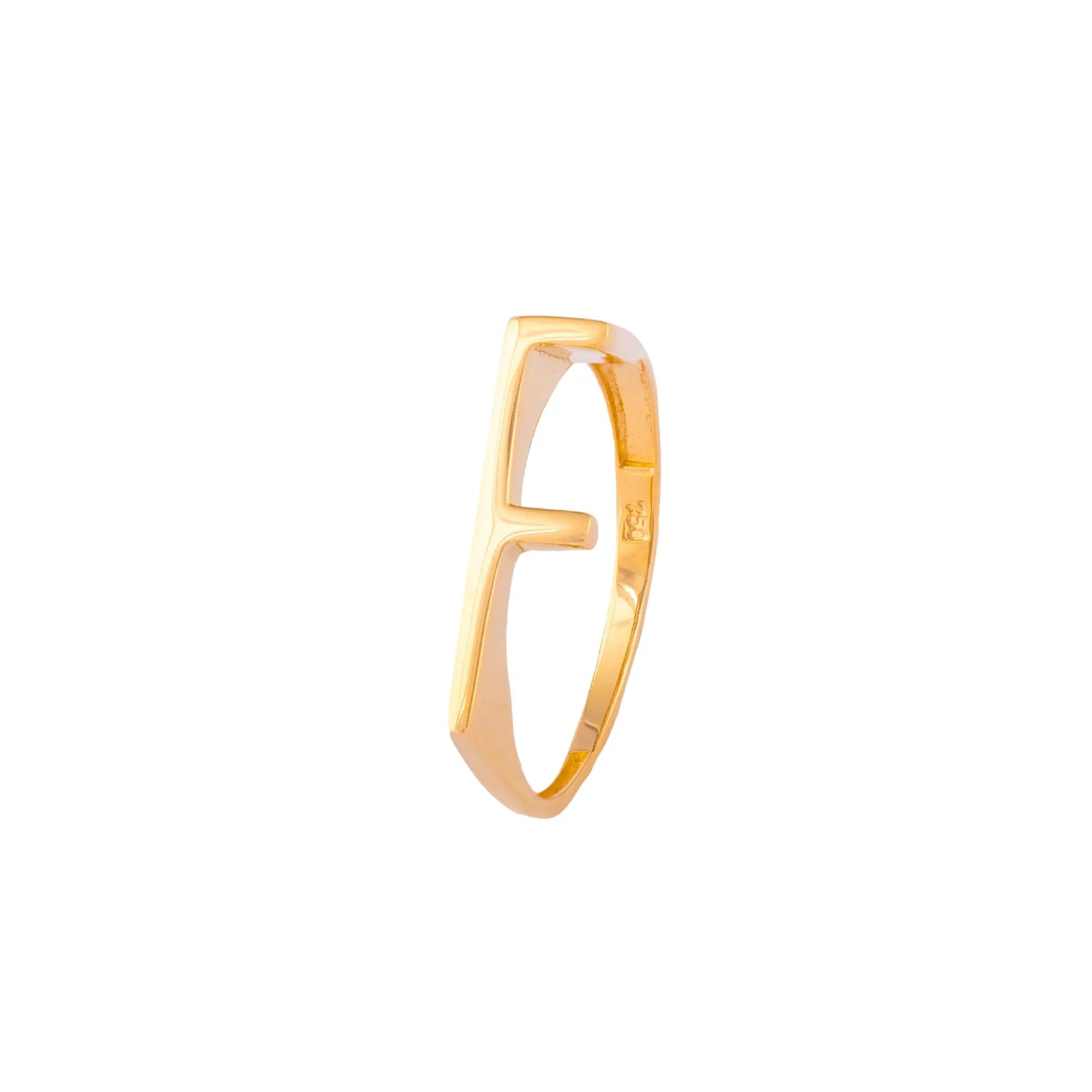   Yellow Gold Letter Ring Princess Jewelry Shop