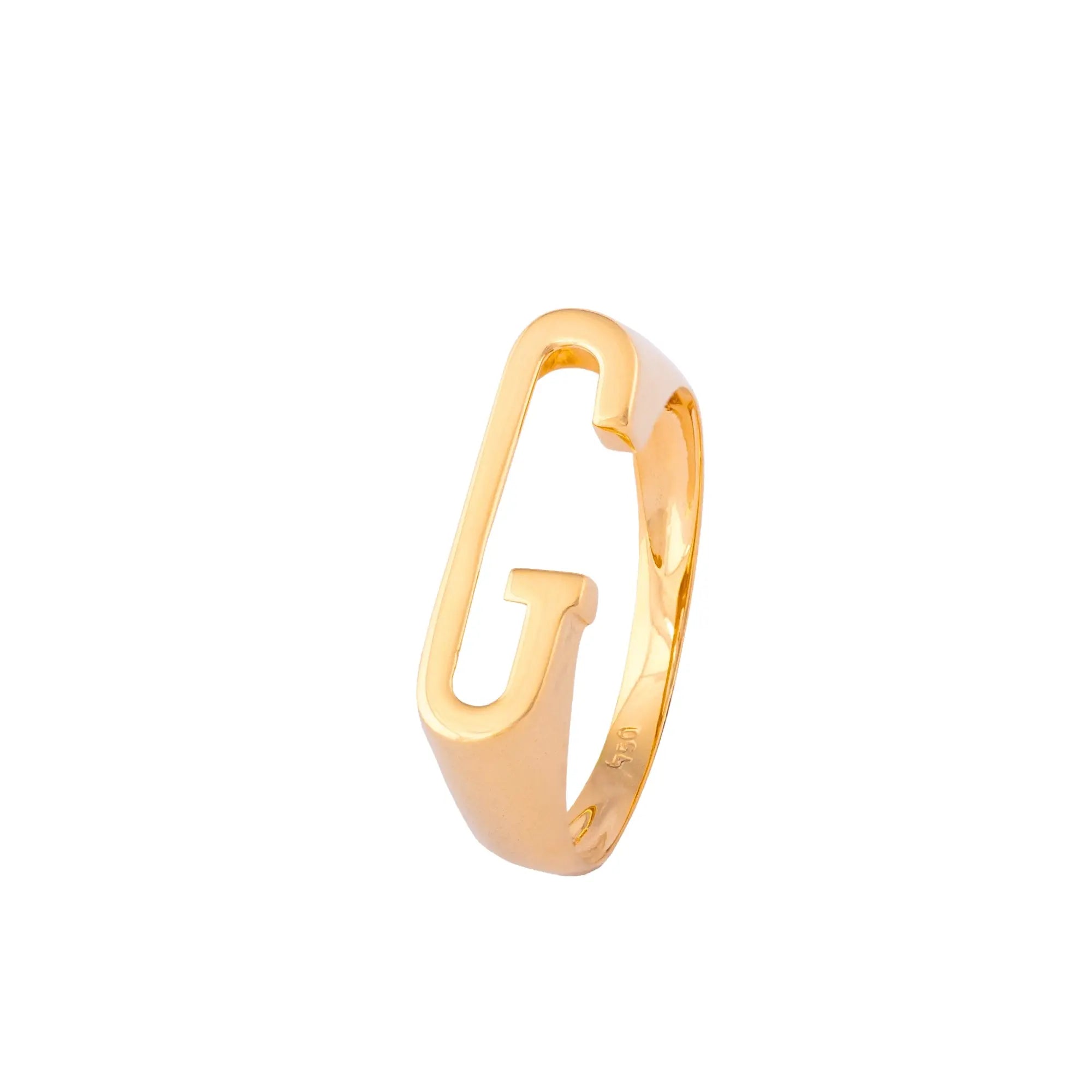   Yellow Gold Letter Ring Princess Jewelry Shop