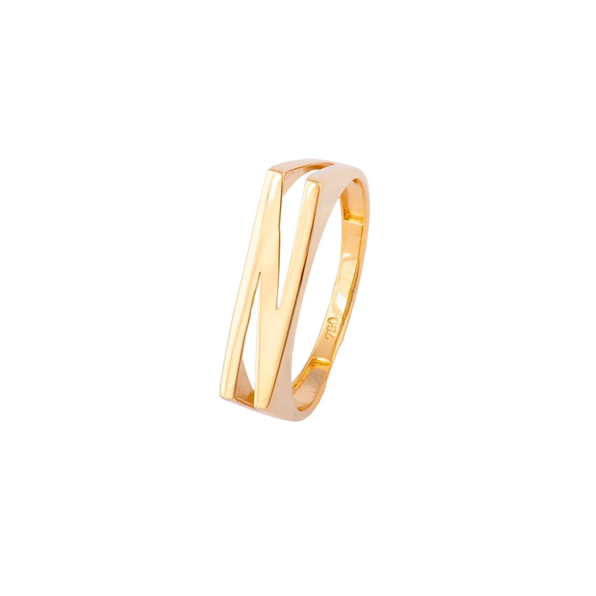   Yellow Gold Letter Ring Princess Jewelry Shop