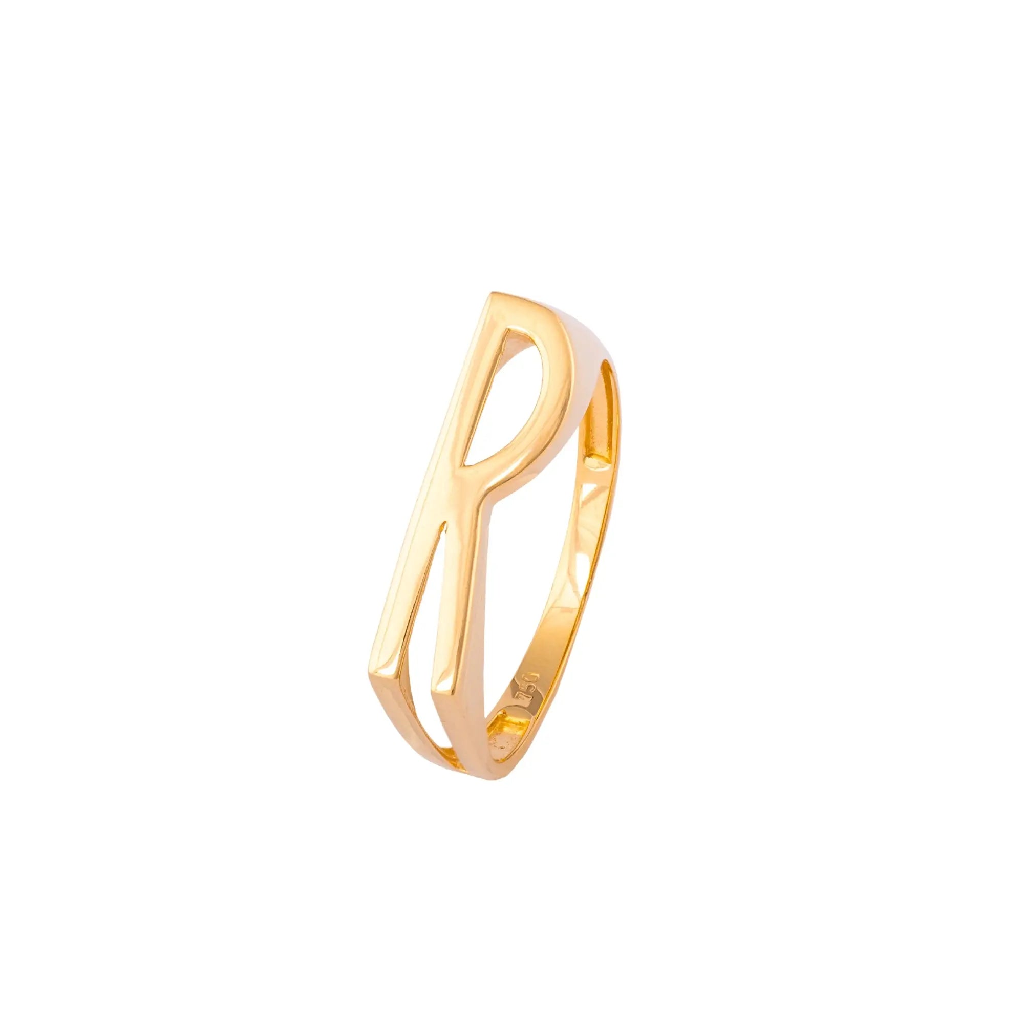   Yellow Gold Letter Ring Princess Jewelry Shop