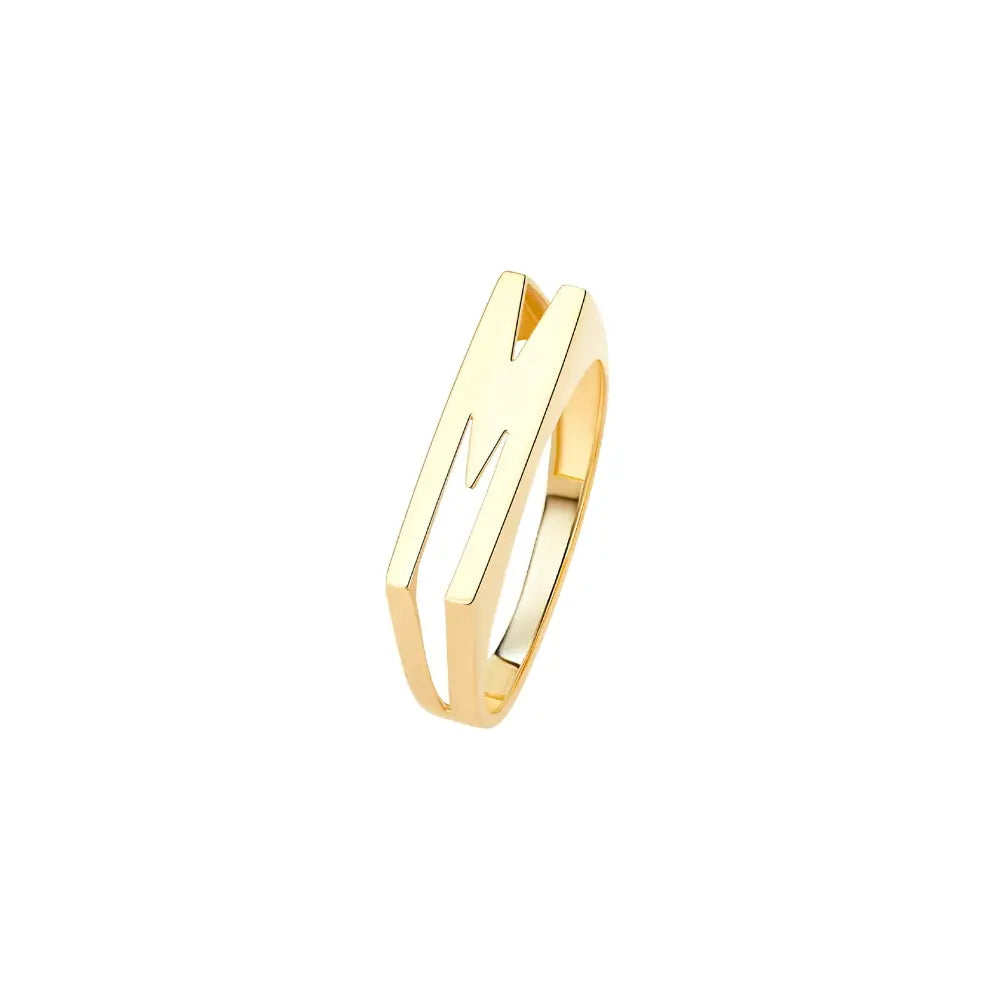   Yellow Gold Letter Ring Princess Jewelry Shop