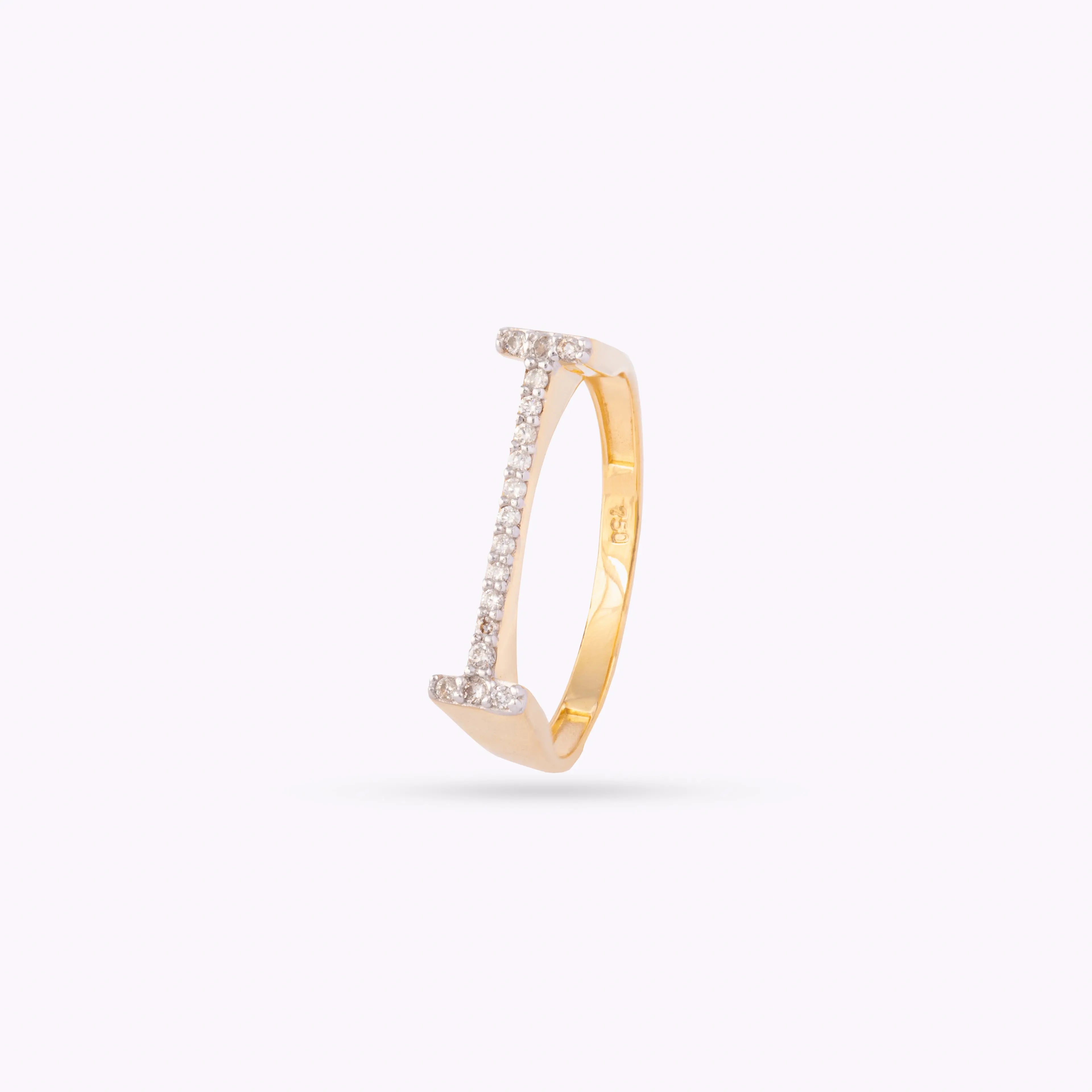   Yellow Gold & Diamond Letter Rings Princess Jewelry Shop