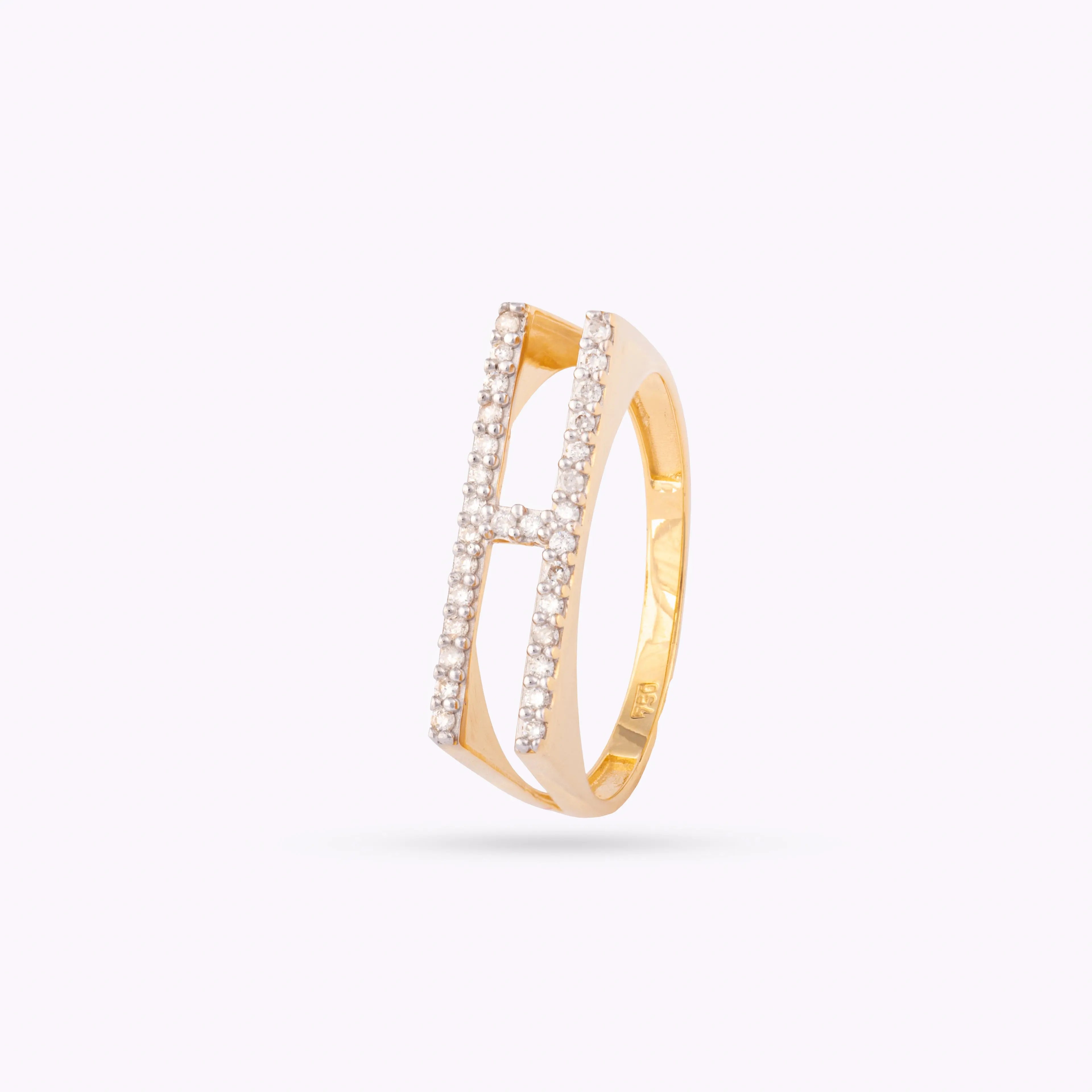   Yellow Gold & Diamond Letter Rings Princess Jewelry Shop