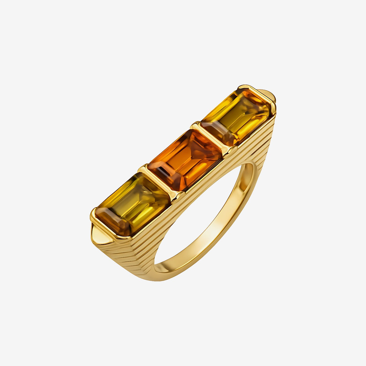 Yellow Sapphire Triple-Row Ring in 18K Yellow Gold | JJ Jewelry