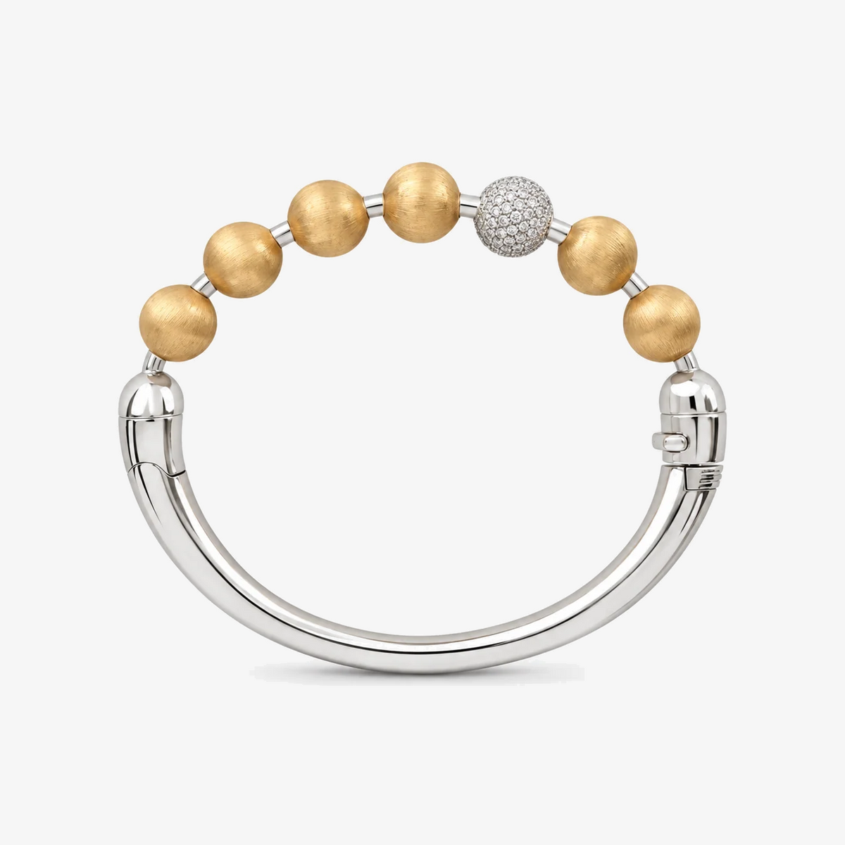 Ball Brushed Gold Bangle by Rainbow K in 14K Yellow Gold, view 2 | JJ Jewelry