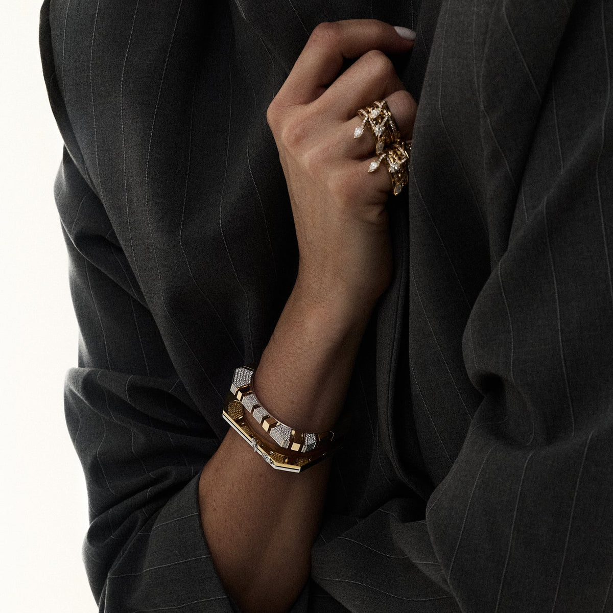 Bangle Bold Full Pave by Rainbow K, lifestyle view 1 | JJ Jewelry