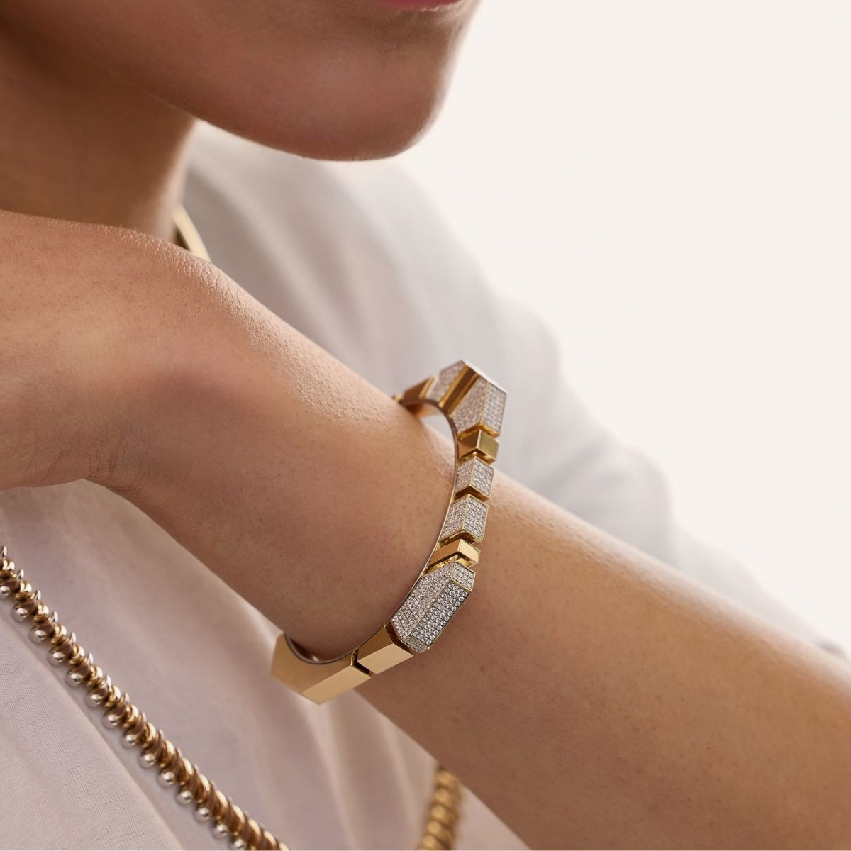 Bangle Bold Full Pave by Rainbow K, lifestyle view 2 | JJ Jewelry
