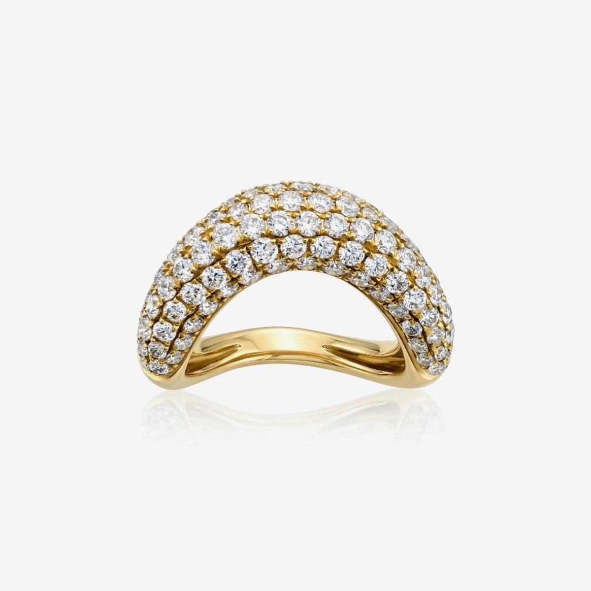 Bold Pavé Diamond Dome Ring in 18K Yellow Gold | JJ Jewelry