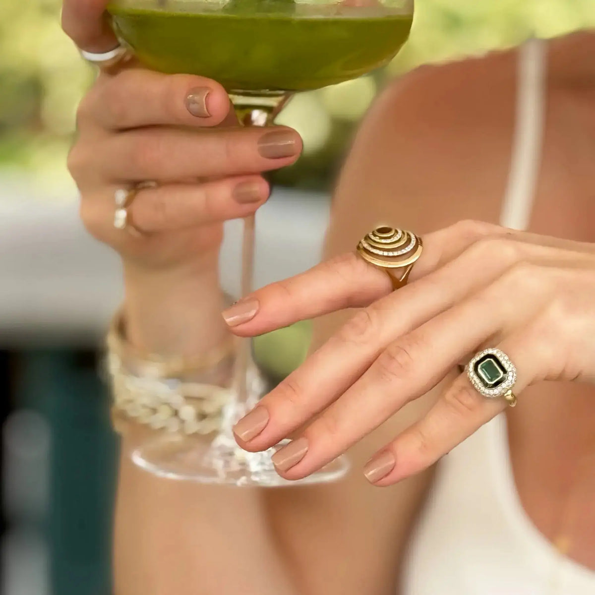 Bold Spiral Pavé Diamond Cocktail Ring, lifestyle view 1 | JJ Jewelry
