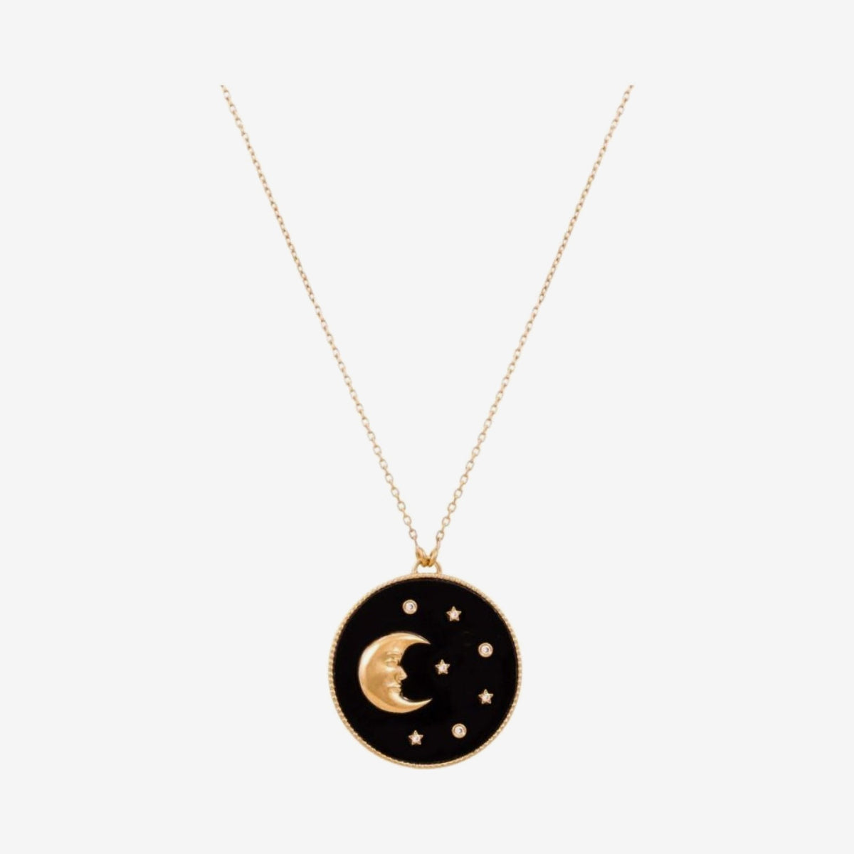 Day and Night Pendant Necklace by L'Atelier Nawbar in 18K Yellow Gold, onyx side | JJ Jewelry