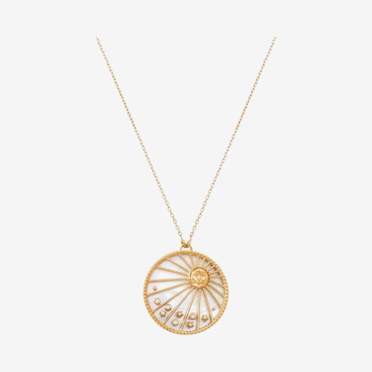 Day and Night Pendant Necklace by L'Atelier Nawbar in 18K Yellow Gold, mother of pearl side | JJ Jewelry
