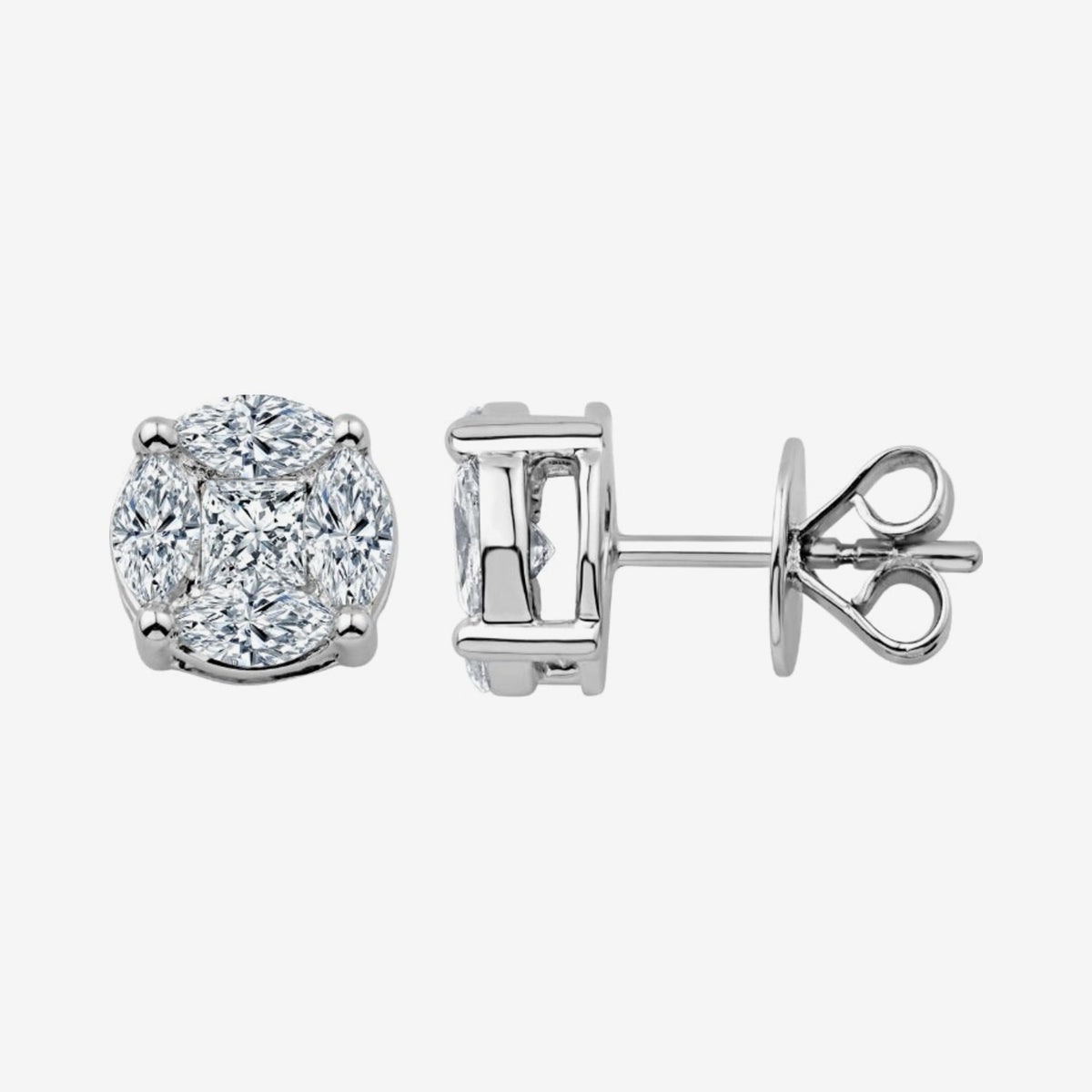 Diamond Miracle Mosaic Stud Earrings, gray background | JJ Jewelry Miami