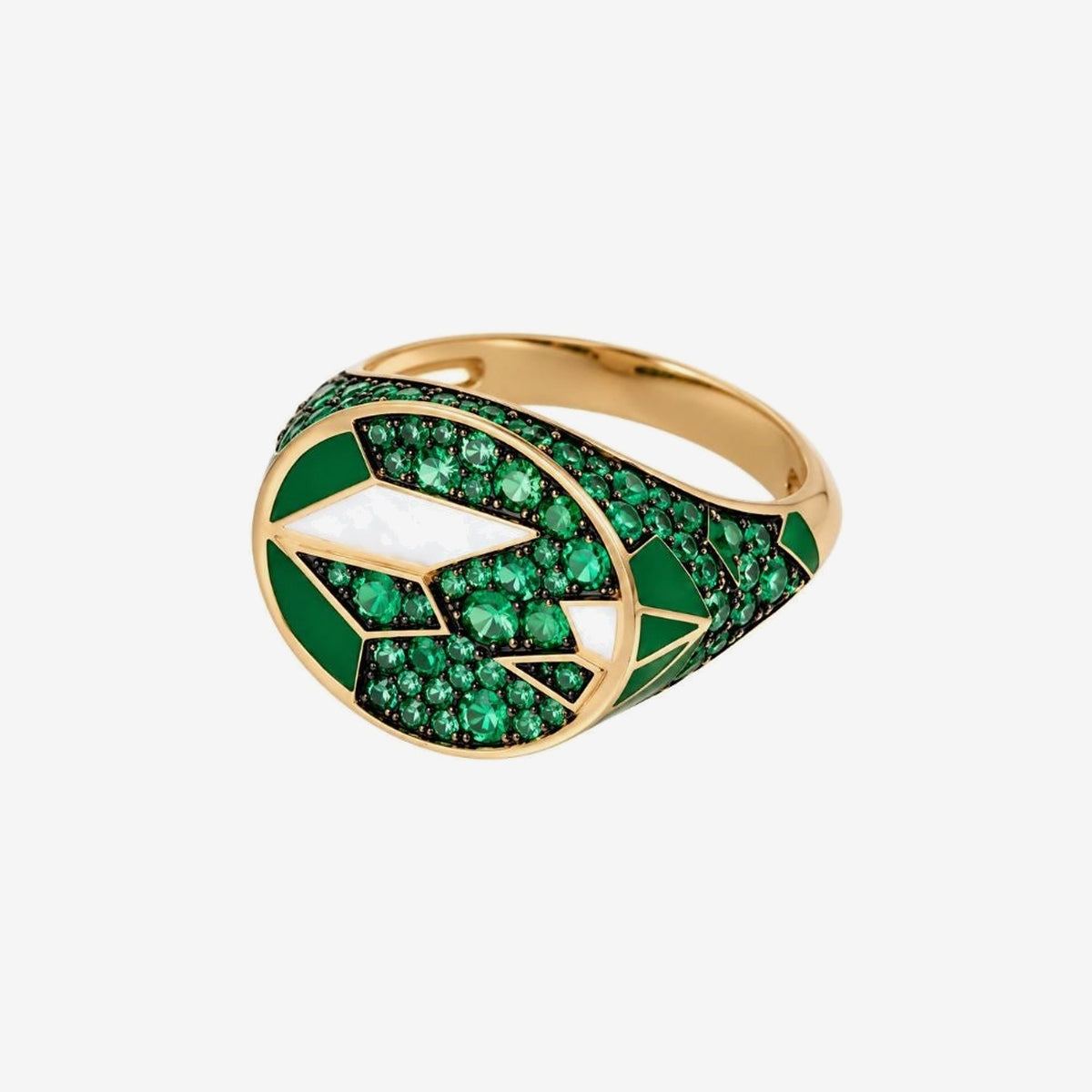 Emerald Fragment Pinky Ring by L'Atelier Nawbar in 18K Yellow Gold, view 2 | JJ Jewelry