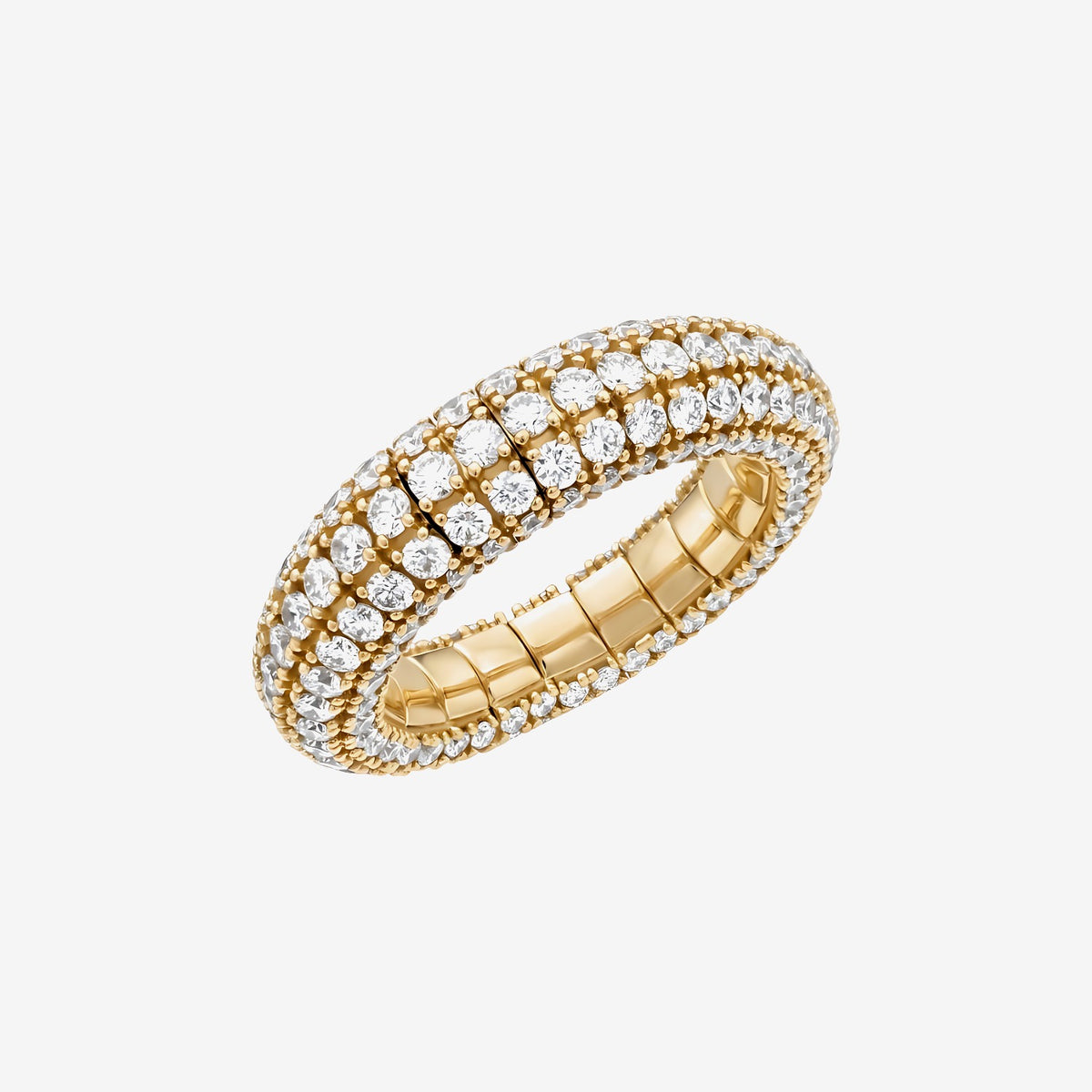 Full Pavé Diamond Flexible Band Ring in 14K Yellow Gold | JJ Jewelry