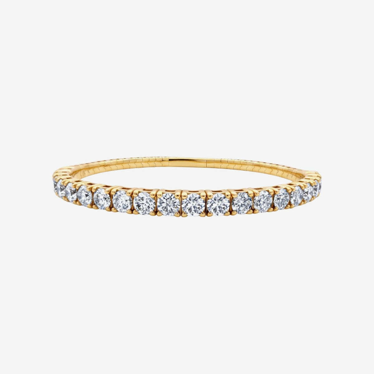 Half Eternity Flexible Diamond Bangle, 5 to 10 ct in Yellow Gold | JJ Jewelry