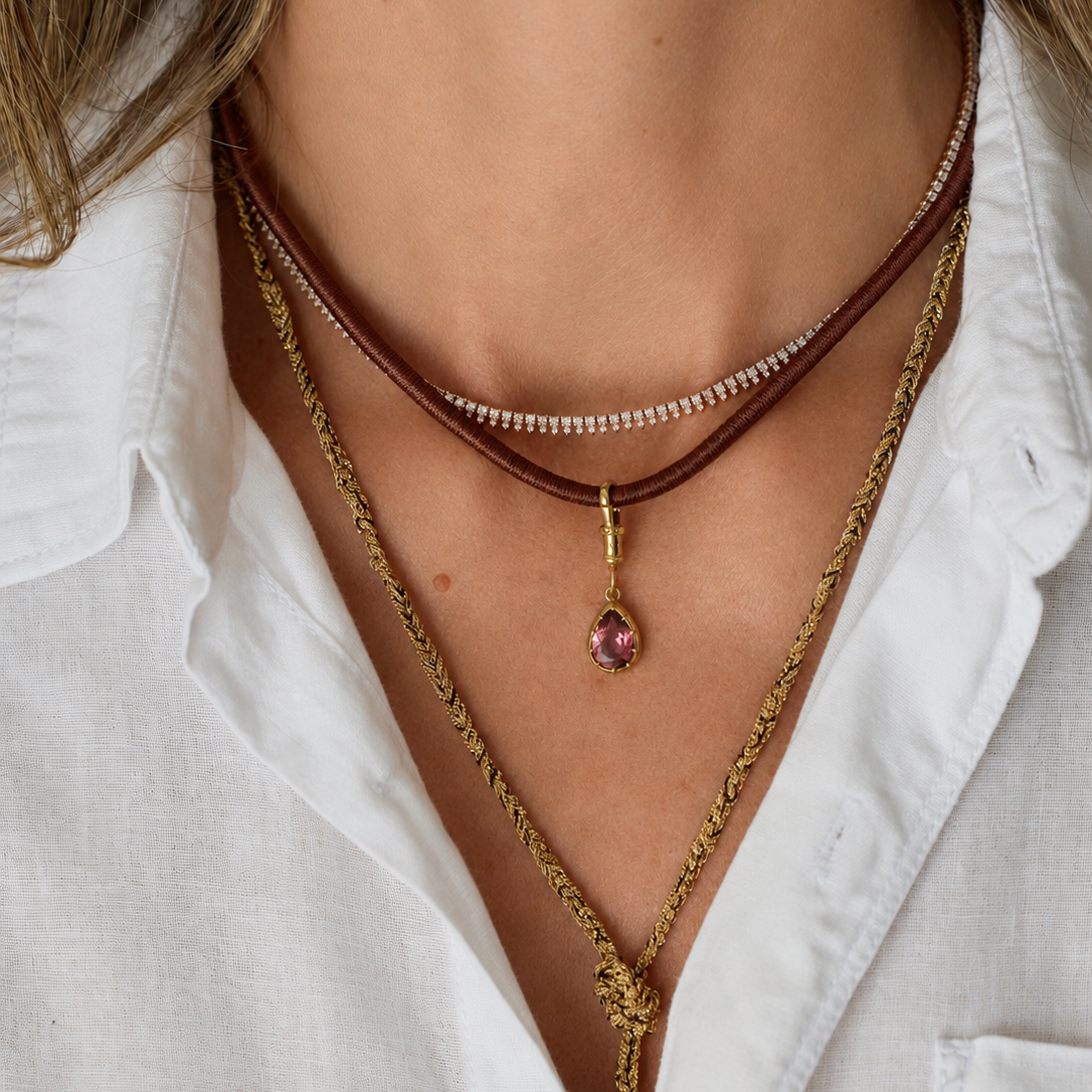 Pear-Shaped Red Tourmaline Charm Pendant